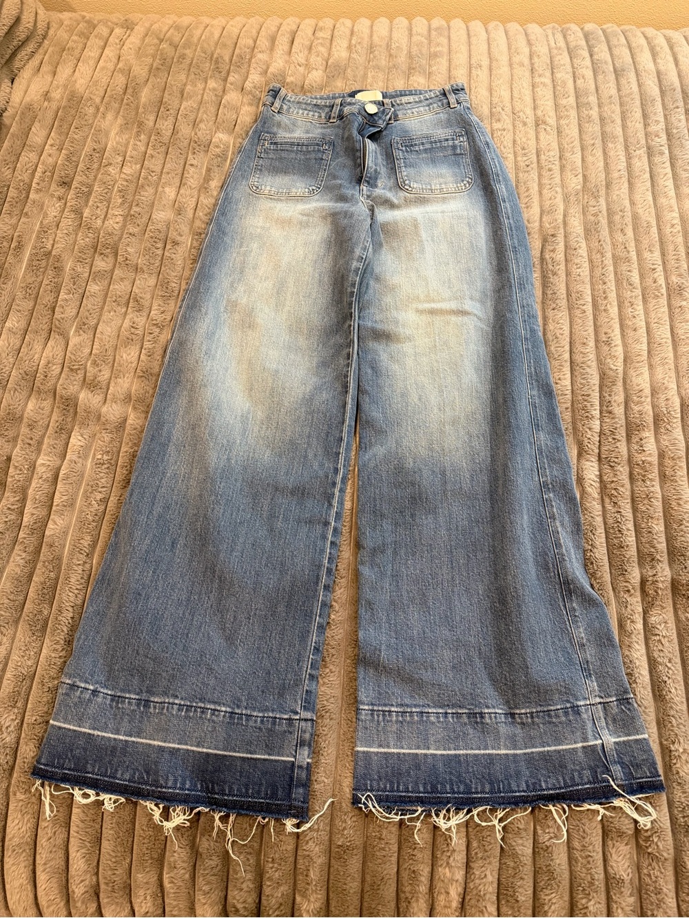 H&M Faded Blue Wide-Leg High-Rise Jeans